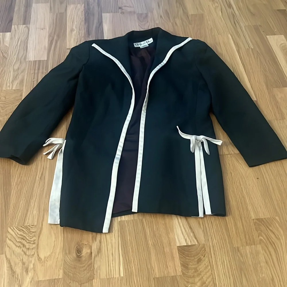 Vintage silk dior navy evening jacket blazer